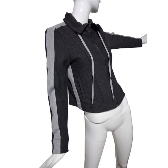 Lysse Quiet Luxury Women's Size XS Ribbed Collard Preppy Activewear Zip Jacket - Picture 2 of 11